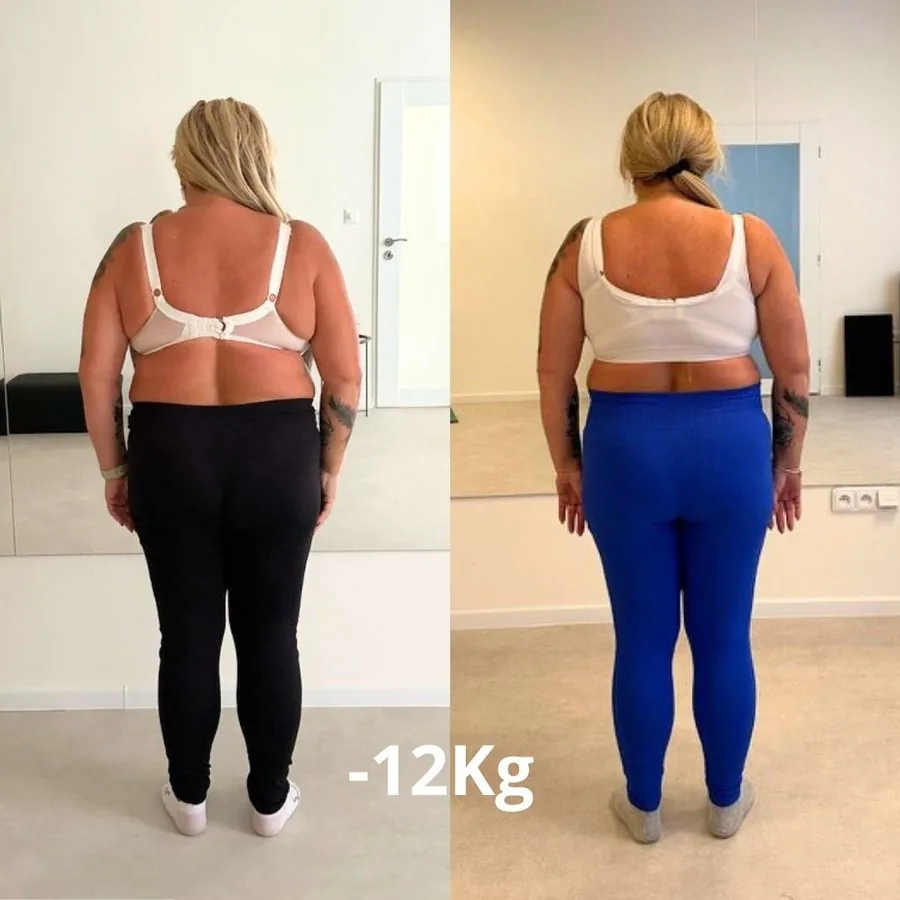 Lenka pred a po – zozadu, schudla 12 kg na krabičkovej strave